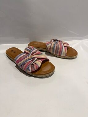 a.n.a Striped Knot Slide Sandals in Pink, Blue & Tan